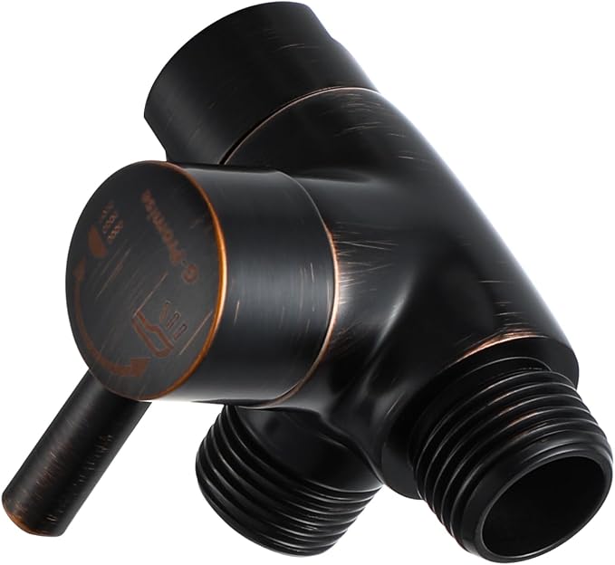 G-Promise Solid Metal 3-Way Shower Diverter Valve (Oil Rubbed Bronze) | Smooth Knob Switch, Spray Separately or Both, Anti-Leak, Easy to Install, Standard Connections, Universal Replacement Part