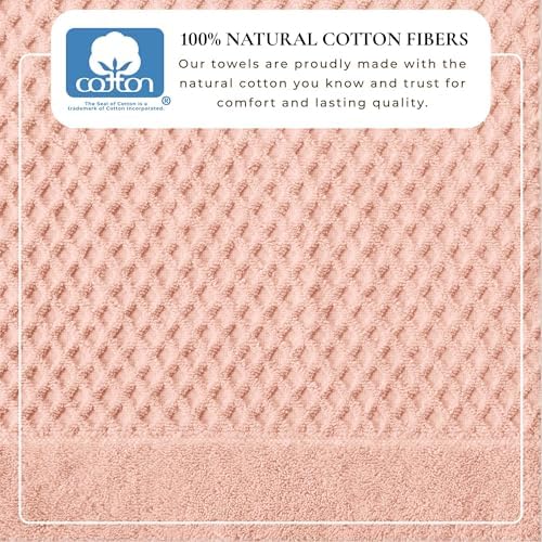 Great Bay Home Bath Towels - 100% Cotton 4 Pack 54x27 Bath Towel Set - Absorbent, Durable, Quick-Dry Towels for Bathroom (Pink)