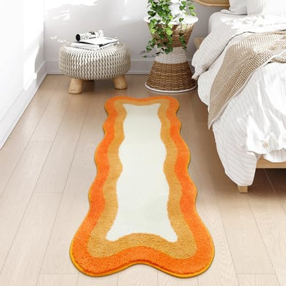 HAOCOO Large Bathroom Rugs Runner, 24x59 Inch Irregular Shape Non Slip Shower Rugs, Microfiber Absorbent Washable Shower Mat for Bathroom Floor Sink Tub Bedside