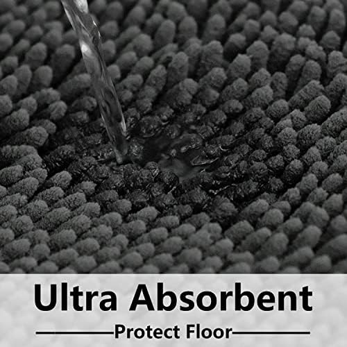 BOANKODU Bathroom Rugs Chenille Bath Mat Set 3-Piece Bath Rugs for Bathroom Extra Soft Bath Mats for Bathroom Non Slip Absorbent Shag Machine Washable, Strong PVC Underside (Grey)