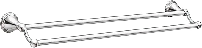 Moen DN8422CH Preston 24-Inch Bathroom Double Bar Towel Bar 5.38-Inches Deep, Chrome