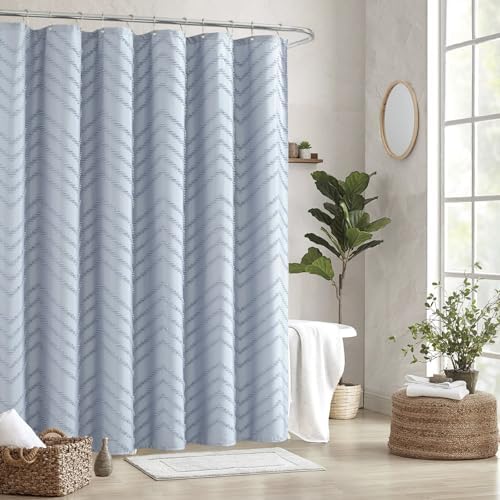 Fog Blue Boho Fabric Shower Curtain 48 x 72 Inches