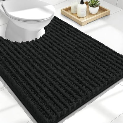 OLANLY U-Shaped Toilet Rug 24x20, Thick Soft Absorbent Chenille Contour Rug