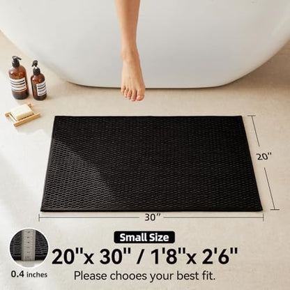 Triohero Bathroom Rugs Non Slip Washable, Super Absorbent Thin Bath Mat Small Quick Dry Low Pile Bathroom Rug, Black 20"x30"