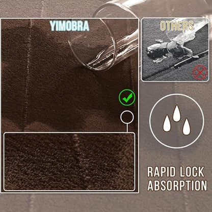 Yimobra Memory Foam Bathroom Mat Set, 31.5 x 20 & 24 x 20 in, Brown