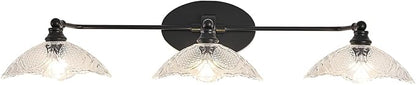 Vintage Vanity Light, 3-Light Black Vanity Light Bathroom Lights fixtures Over Mirror 33.85 Inch Modern Dimmable Bath Light Fixture for Bathroom Makeup, (Requires E12 Bulb, Not Included)
