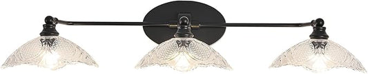 Vintage Vanity Light, 3-Light Black Vanity Light Bathroom Lights fixtures Over Mirror 33.85 Inch Modern Dimmable Bath Light Fixture for Bathroom Makeup, (Requires E12 Bulb, Not Included)