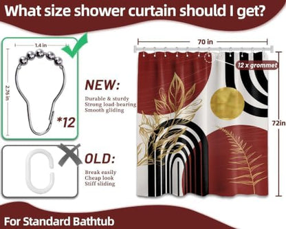 Black and Red Shower Curtain, 72x72 in, Mid Century Modern Burgundy