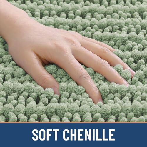 Smiry Bathroom Rugs 59X35, Extra Soft Rubber Backing Chenille Bath Mats