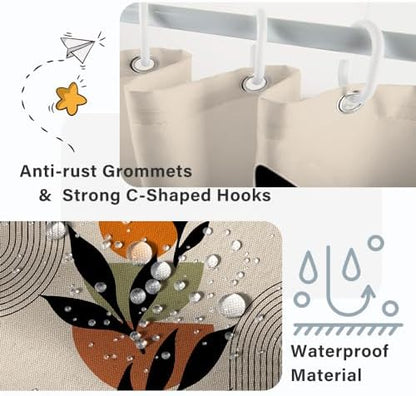 Boho Beige Stall Shower Curtain with Hooks 36x72 Inch