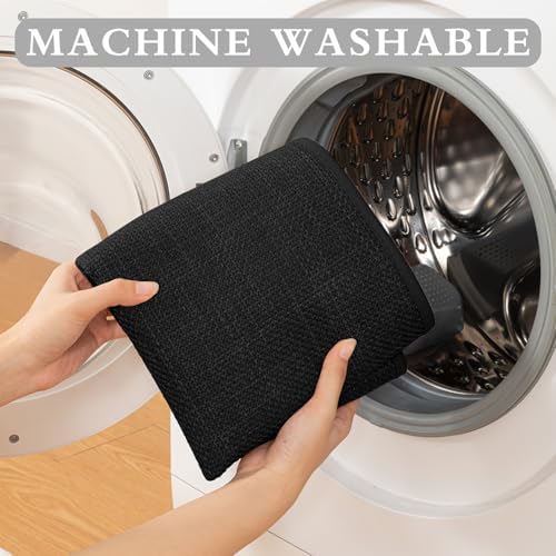 YIHOUSE Bathroom Rugs Thin Bath Mat Sets 3 Pieces Quick Dry,Black