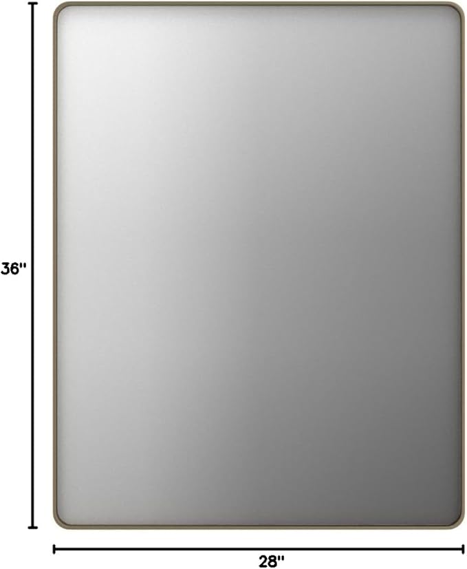 LOAAO 28"X36" Bronze Bathroom Mirrors | Rounded Rectangle, Brushed Bronze Metal Frame, Anti-Rust, Hangs Horizontally or Vertically