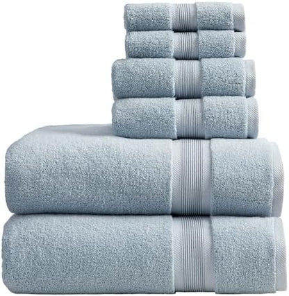 Springtree Home Luxury Bamboo Rayon Bath Towel Set | 6-Piece Set | Blue Fog