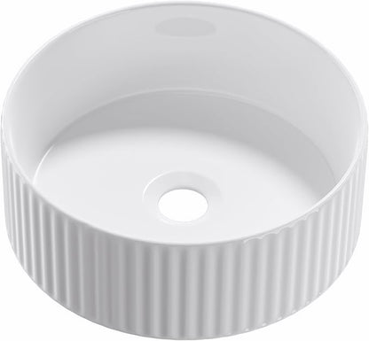Round Vessel Sink 12 Inch Above Counter - White Ceramic Countertop Bathroom Sink, 12" x 12" Modern Vanity Art Basin Porcelain Hand Wash Basin