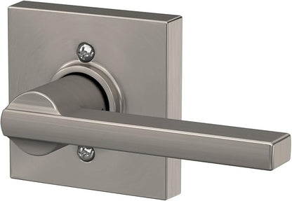Schlage F170 LAT 619 COL Latitude Door Lever with Collins Trim, One Sided Non-Turning Dummy Door Handle, Satin Nickel