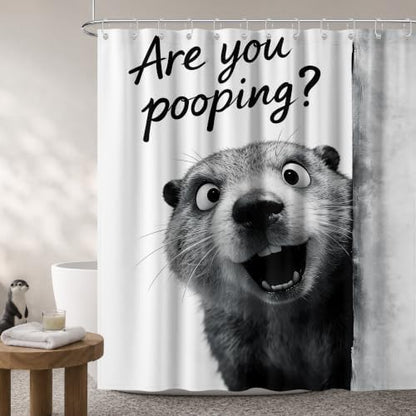 Extra Tall Shower Curtain XL Crazy Gray Otter, 70 x 96 Inchs