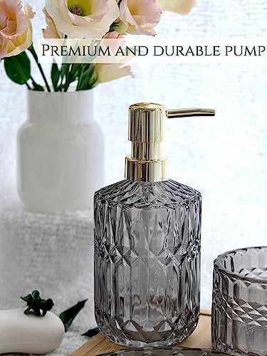 LaMarriti Gray Bathroom Accessories Set, 5Pcs Glass Bathroom Set
