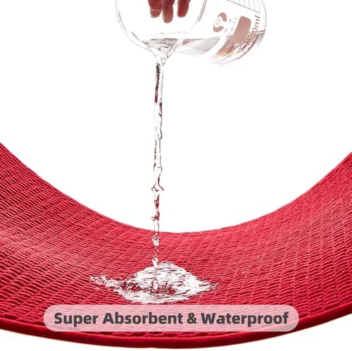 TYUU Christmas Bathroom Runner Rugs, Long Bath Mat Runner Washable Thin Quick Dry Low Pile Bathroom Runner Rugs Non Slip, Red 16"x60"