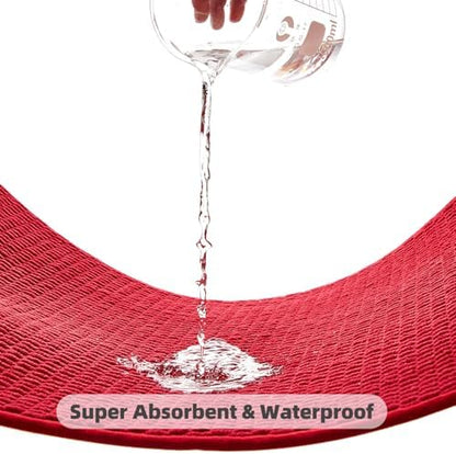 TYUU Christmas Bathroom Runner Rugs, Long Bath Mat Runner Washable Thin Quick Dry Low Pile Bathroom Runner Rugs Non Slip, Red 16"x60"