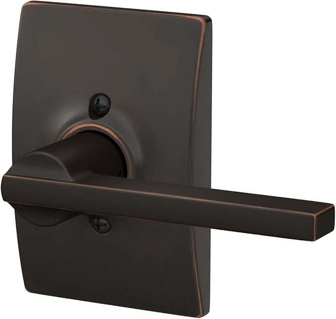 Schlage F170 LAT 716 CEN Latitude Door Lever with Century Trim, One Sided Non-Turning Dummy Door Handle, Aged Bronze
