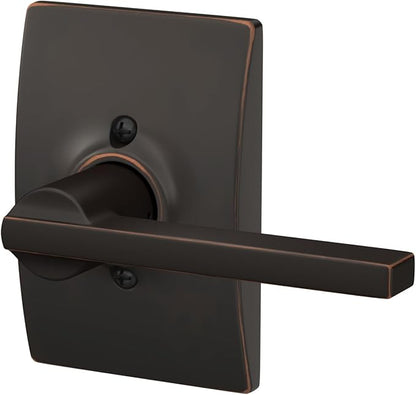Schlage F170 LAT 716 CEN Latitude Door Lever with Century Trim, One Sided Non-Turning Dummy Door Handle, Aged Bronze