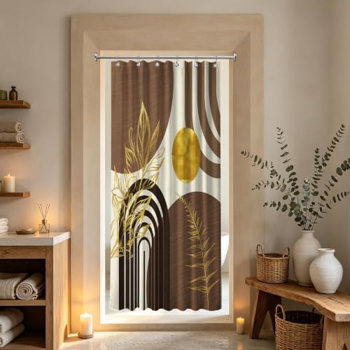 Brown and Gold Stall Shower Curtain, 36X72 in Narrow Small, Mid Century