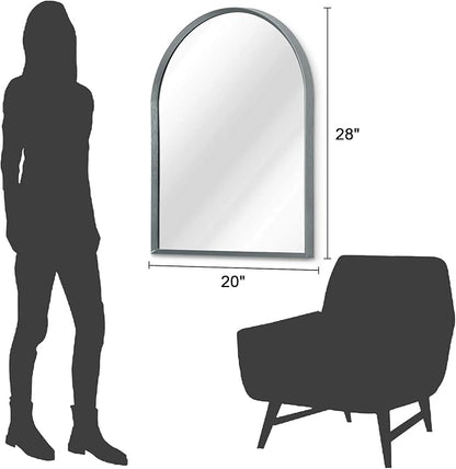Arch Bathroom Mirror, Metal Frame Vanity Mirror, Dresser Mirror, Arch Decorative Mirrors for Living Room Bedroom Entryway Mantle 28"x20"