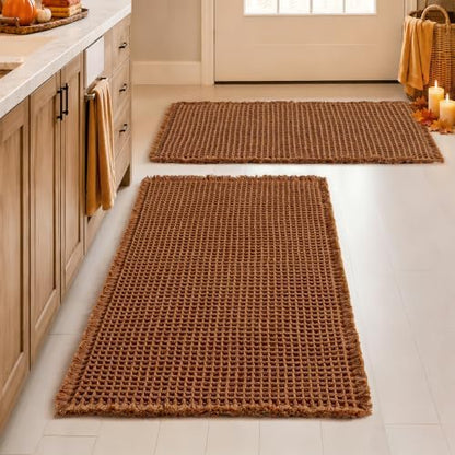 MIULEE Fall Terracotta Set of 2 Waffle Bathroom Rugs Bath Mat 24x36 Inch