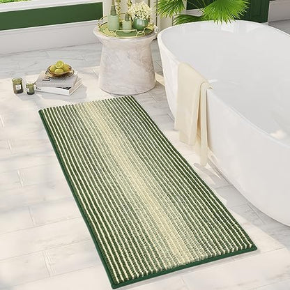 BSICPRO Large Bathroom Rugs Runner, 20x47 Chenille Bath Mats, Green