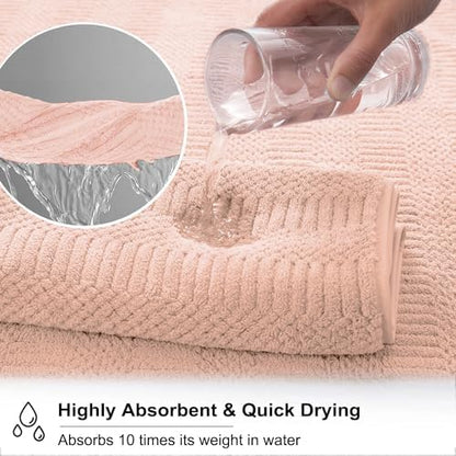 8 Pcs Pink Oversized Bath Towel Set-2 Extra Large Bath Sheets,2 Hand Towels,4 Washcloths-600GSM Soft Highly Absorbent Quick Dry Beach Chair Towels
