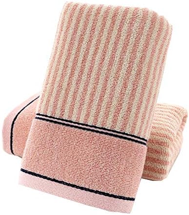 Pidada Hand Towels Set of 2 100% Cotton Striped Pattern Absorbent Soft Decorative Towel for Bathroom (Pink)