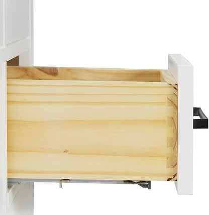 ARIEL Hepburn 60-inch Bathroom Vanity with Sink,Solid Wood, 0.75-inch Italian Carrara Marble Countertop, Single Rectangular Porcelain Sink, 2 Soft Closing Doors, 9 Dovetail Drawers, White