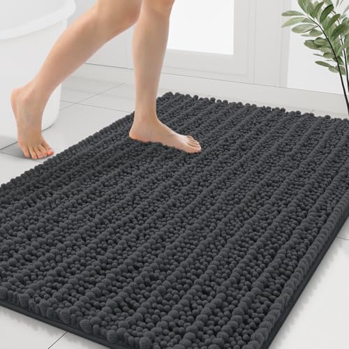 Smiry Bathroom Rugs 44X32, Extra Soft Rubber Backing Chenille Bath Mats