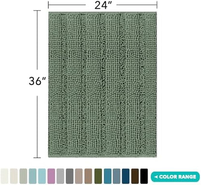Turquoize Bathroom Rug 24"x36", Soft Absorbent Chenille Bath Rug, Green Bay
