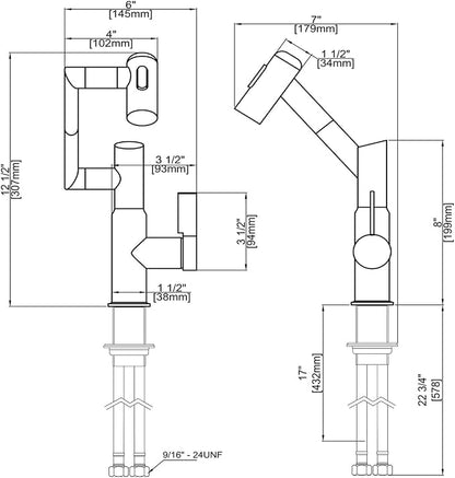 Rotatable Bathroom Faucet with Temperature Display in Fahrenheit (Batteries-Free), 3 Water Outlet Modes, White, BF2204-4