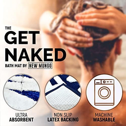 Get Naked Bath Mat Blue - Cute Bathroom Rugs Decor, Shower Mat, 31" x 20"