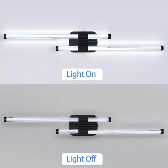 LED Bathroom Vanity Light, Modern Vanity Lights Fixtures Over Mirror Wall Light for Bedroom Living Room, Cool White 6000K (Black, 31.5-Inch)