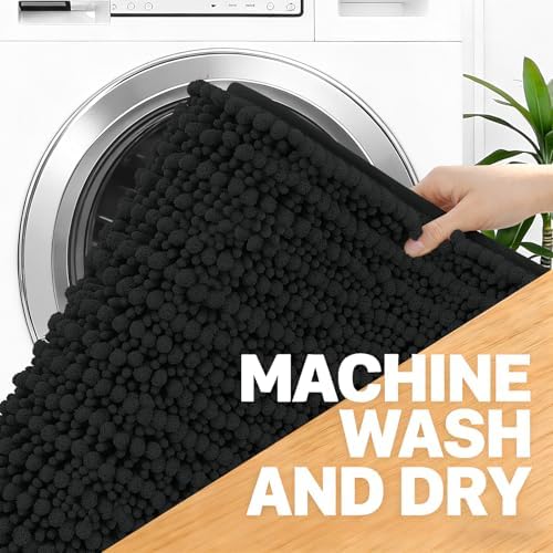 OLANLY Small Bathroom Rugs 24x16, Thick Soft Absorbent Chenille Bath Rugs