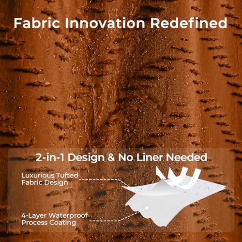Orange Boho Fabric Shower Curtain 72 x 74 Inches