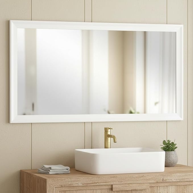 CULER White Wall Mirror for Bathroom,Rectangle 55 x 30 inch Hanging Vanity | Dressing Mirrors for Living Room,Bedroom,Entryway
