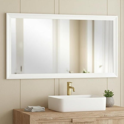 CULER White Wall Mirror for Bathroom,Rectangle 55 x 30 inch Hanging Vanity | Dressing Mirrors for Living Room,Bedroom,Entryway