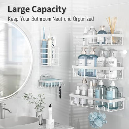 Liuoud 10 Pack Shower Caddy for Inside shower, White Bathroom Storage Decor