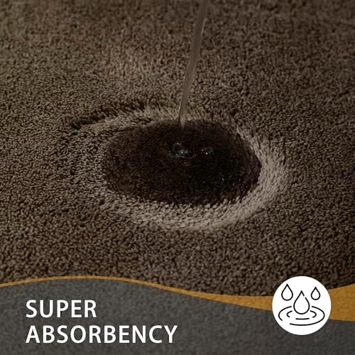MINIDEAR Toilet Rugs 24x20 - U Shaped Brown Thick Memory Foam Contour Rugs,Ultra Soft & Plush Fluffy, Non-Slip, Quick Dry, Absorbent Washable Floor Microfiber Mat for Home Decor Accessories