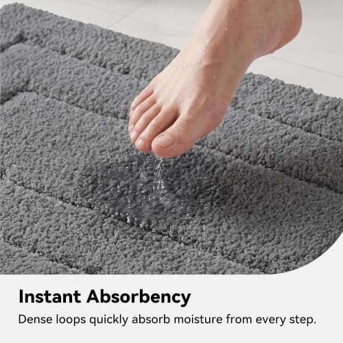 GRANNY SAYS Dark Grey Bathroom Rug 36" x 24", Non-Slip Microfiber Bath Mat