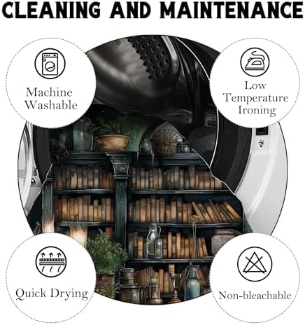 Gothic Witchy Dark Academia Bookshelf Shower Curtain 72x72 Inches