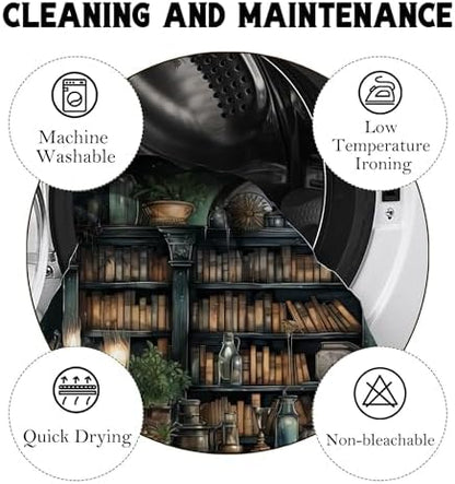 Gothic Witchy Dark Academia Bookshelf Shower Curtain 72x72 Inches