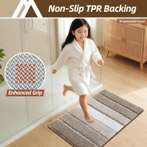 COSY HOMEER Bathroom Rugs 24x17,Ultra Soft Absorbent Bath Mat,Brown