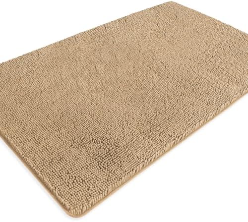 Bathroom Rugs 36 x 60 Inch – Extra Large Bath Mat | Absorbent and Washable Thick Chenille Bath Rugs Non-Slip Runner Rug for Bathroom, Shower, Tub(Beige)