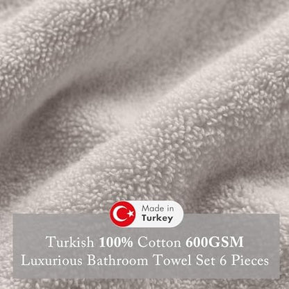 Madison Park 100% Turkish Cotton 600 GSM Bath Towel Set, 6 Piece, Taupe
