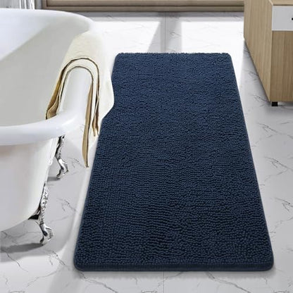 LOCHAS Luxury Bathroom Rug Shaggy Bath Mat 24 x 48 Inch, Navy
